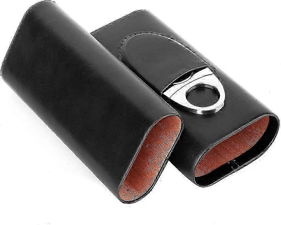 Leather Cigarette Case with Cutter for 3 Tubes Cigarettes