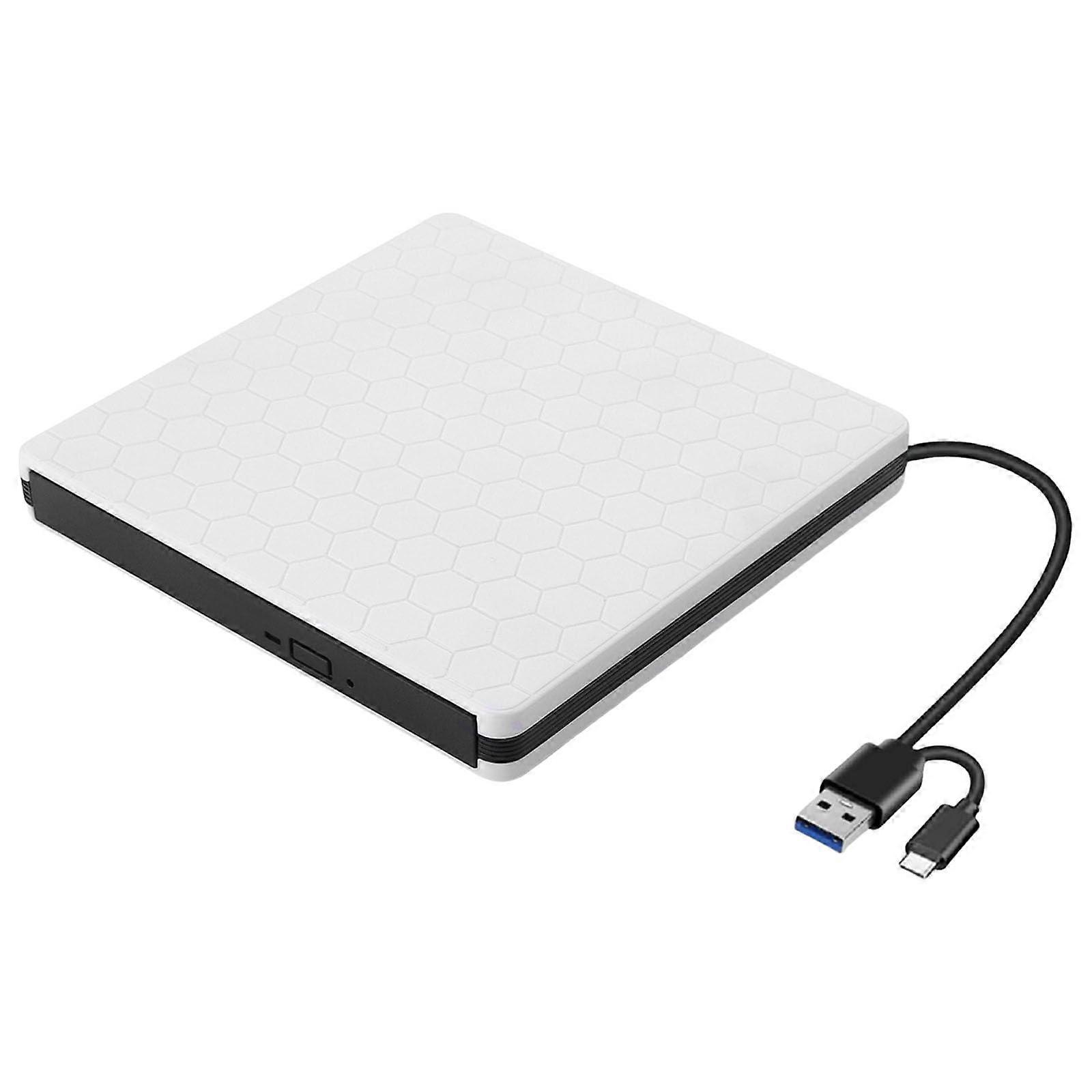 External DVD Drive USB C and USB 3.0 Speed Dual Interface Tray Loading for Windows 10/8/7 Black