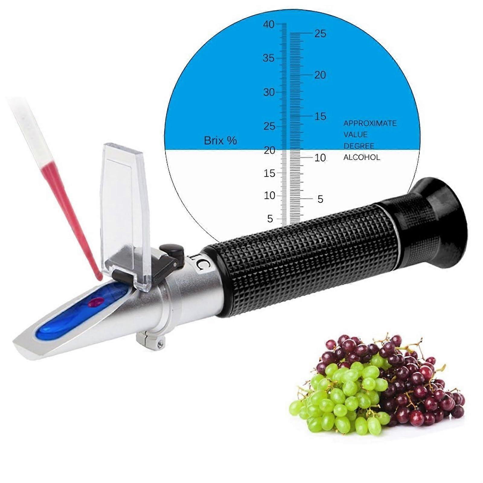 Wine Refractometer Brix 040% Dual Scale Sugar and Alcohol Tester for Winemaking Grape Juice