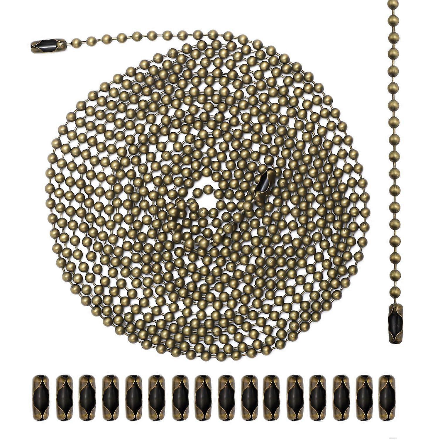 Ceiling Fan Pull Chain 120' Extension with 20 Connectors, Bronze Light Fixture Bead Ball Chain