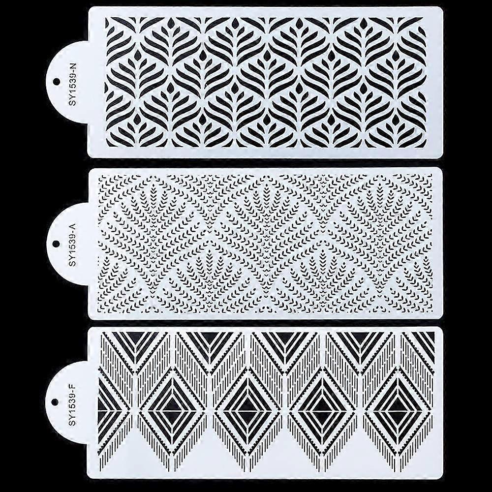 3 Pcs Plastic Lace Cake Decorating Stencils Set with Floral Patterns, Flexible and Easy to Clean