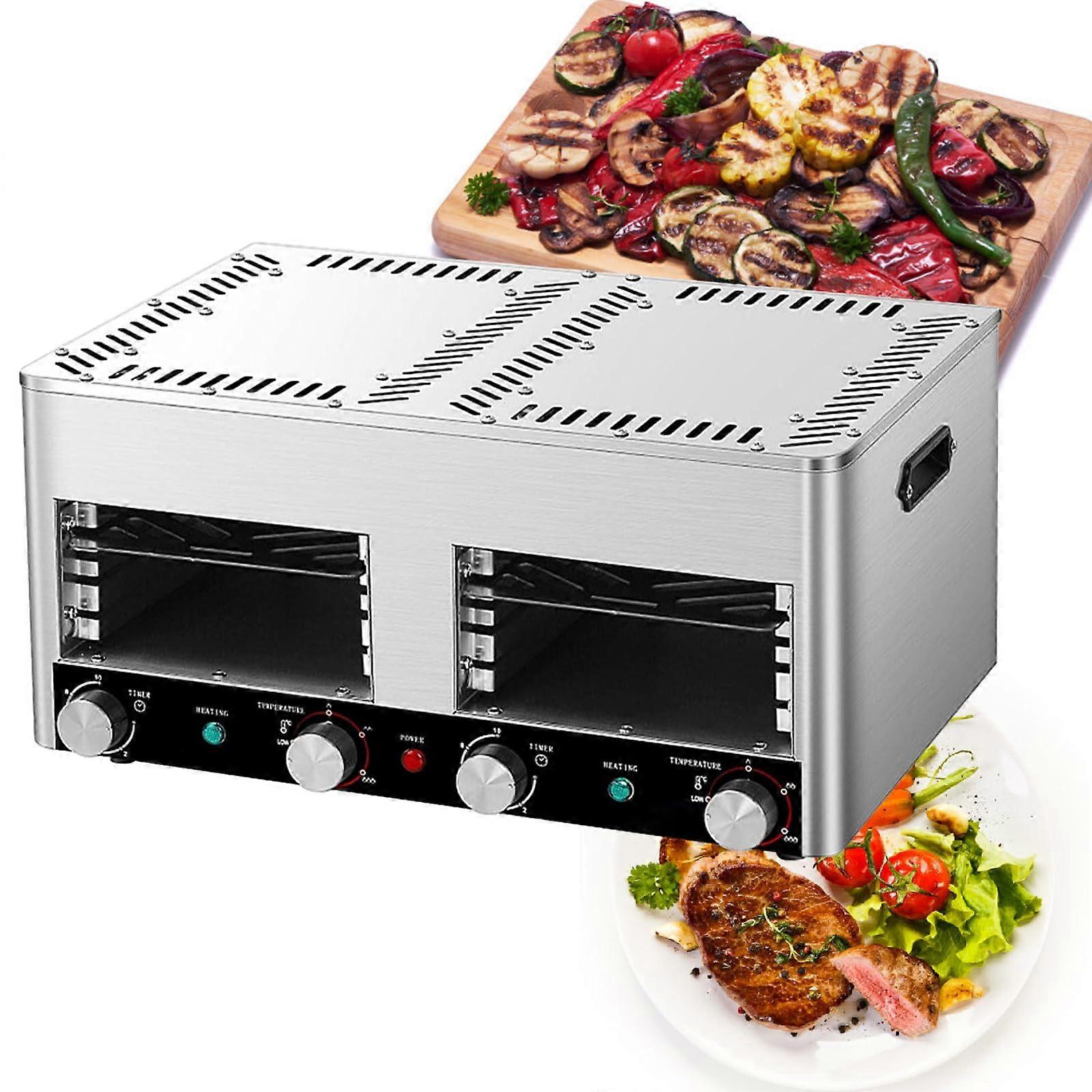 Indoor Steak Grill 1450°F Temperature Searing with Ceramic PTC Tabletop Broiler, 4Layer Adjustable Height