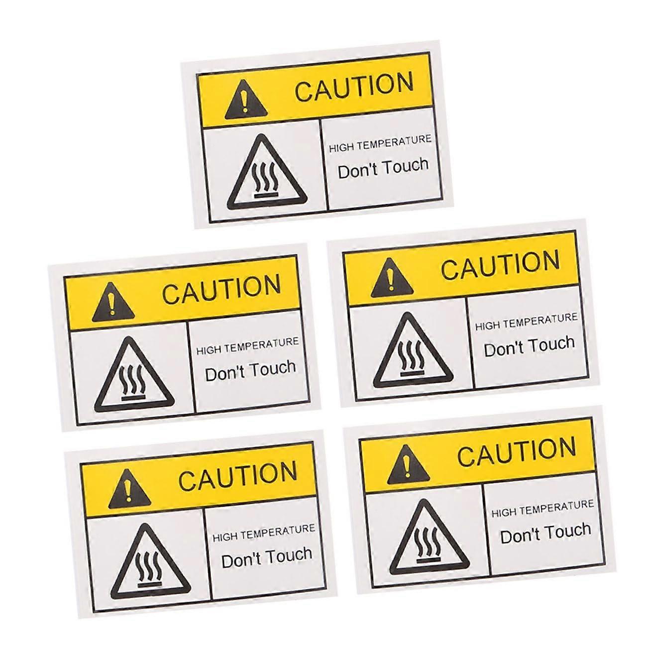 Heat Resistant Warning Labels 5 Sheets Strong Adhesive Hot Surface Caution Stickers for Equipment