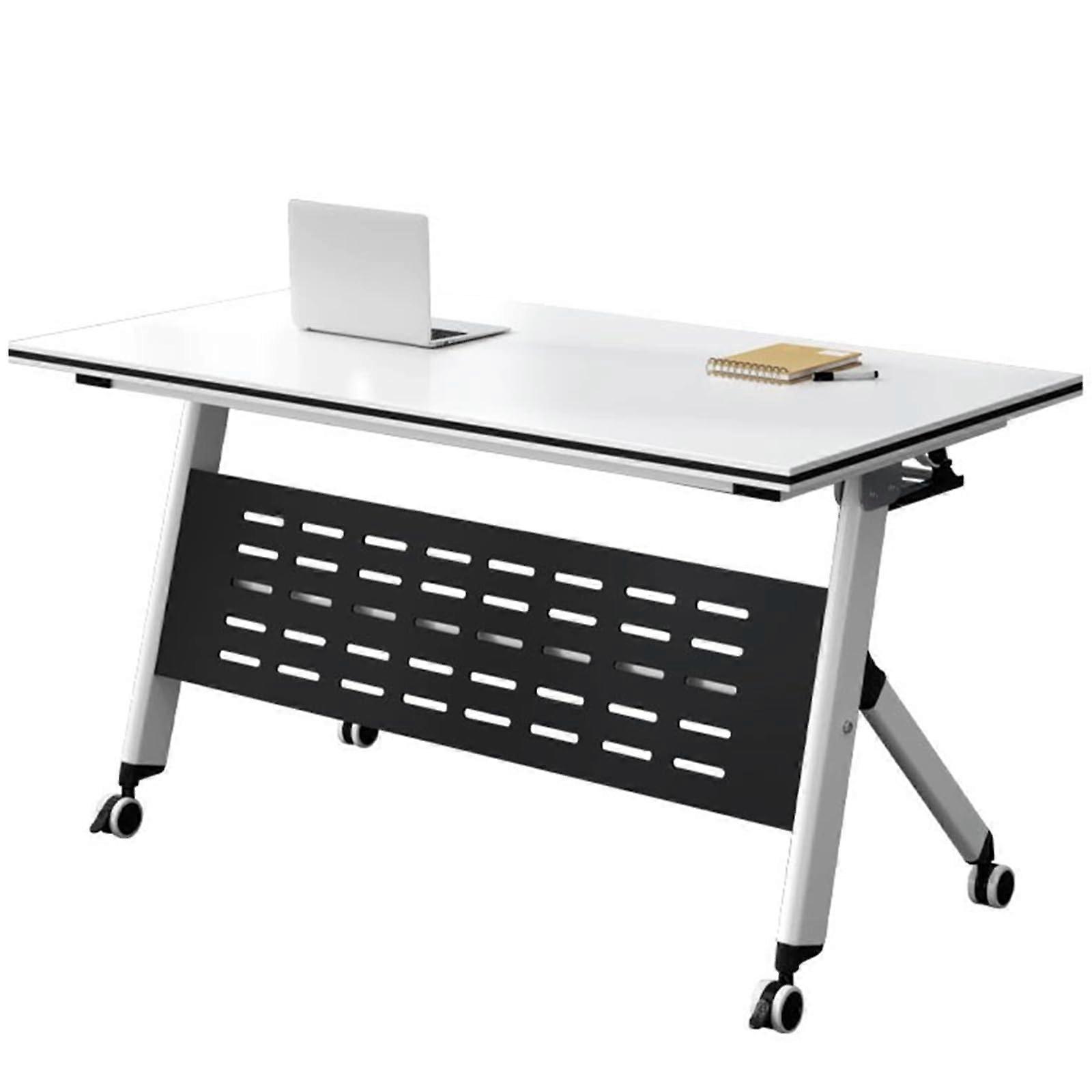 Folding Conference Table with Silent Wheels, SpaceSaving Rectangular Office Meeting Table for Home and Conference Room