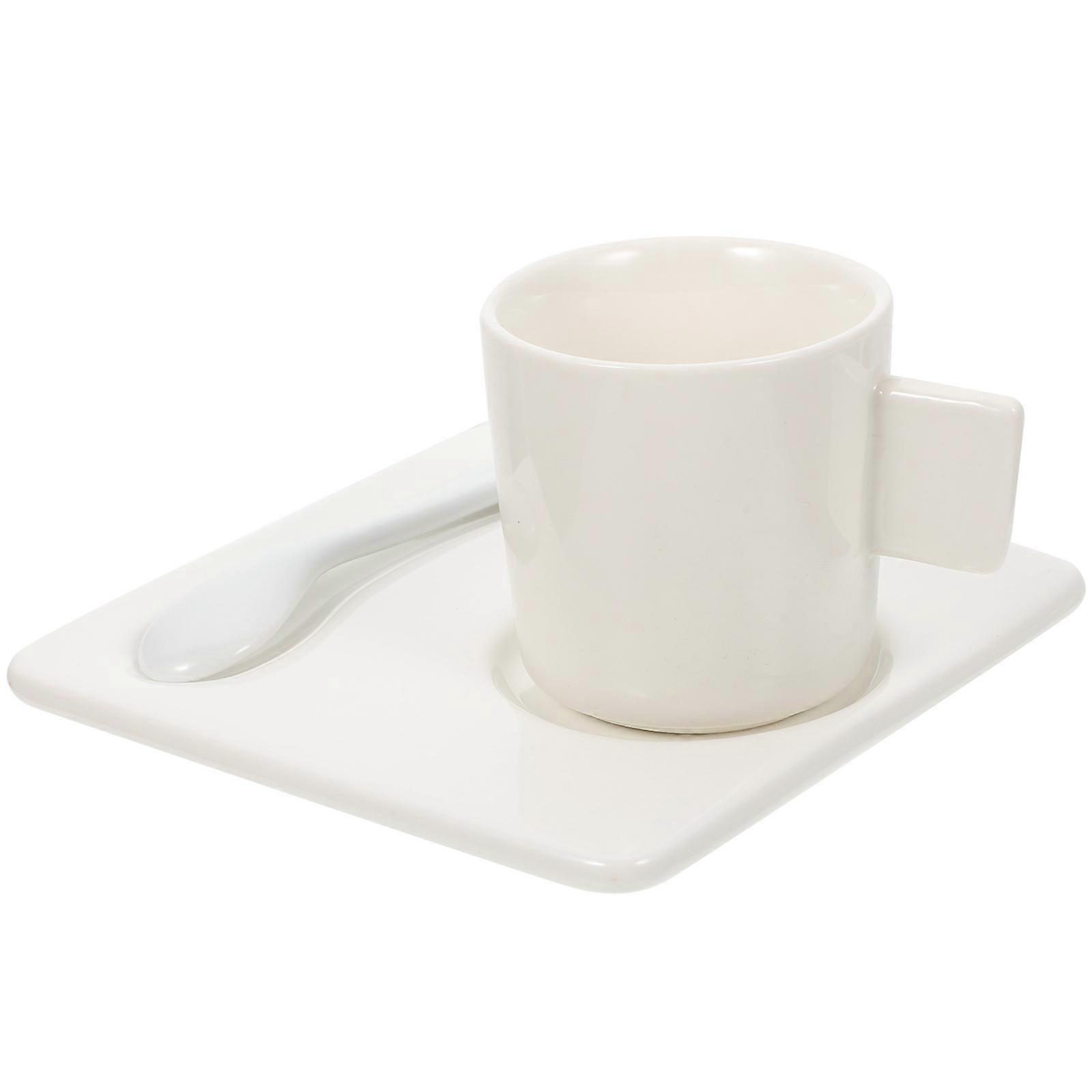 Ceramic Coffee Cup Set in White for Household Use 1Set Included