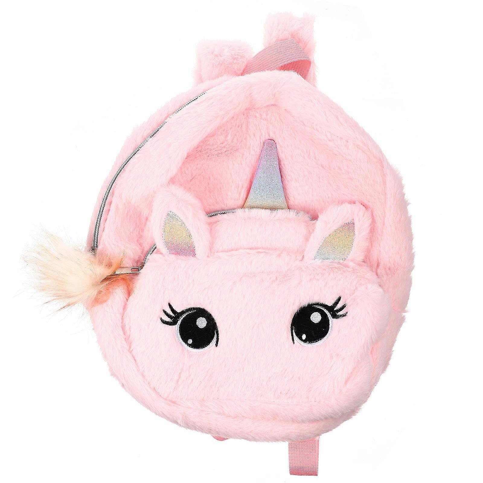 Pink Toddler Unicorn Backpack Plush Bag for Storage with Adjustable Strap