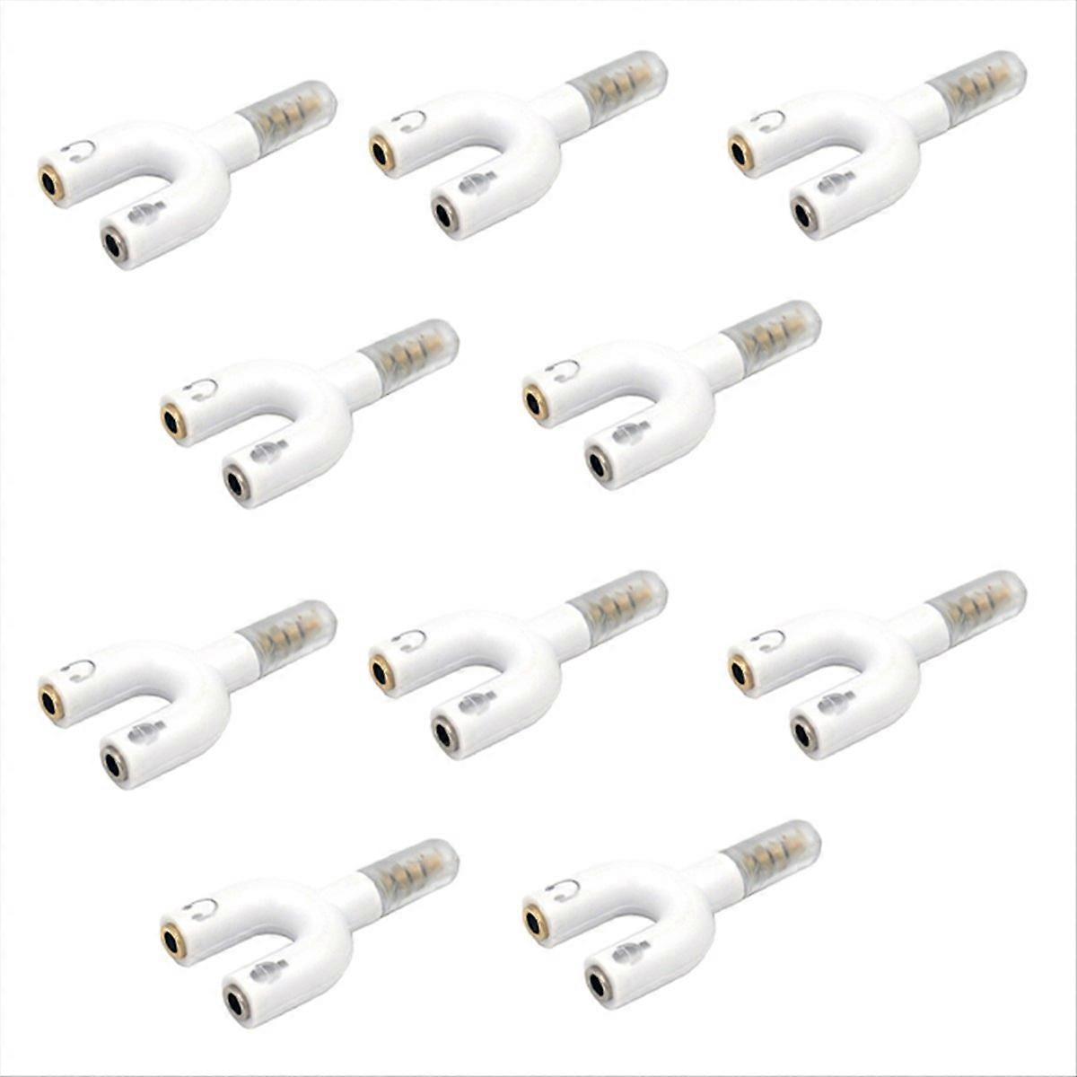 10pcs 3.5mm Headphone Jack Audio Splitter U Type Adapter White