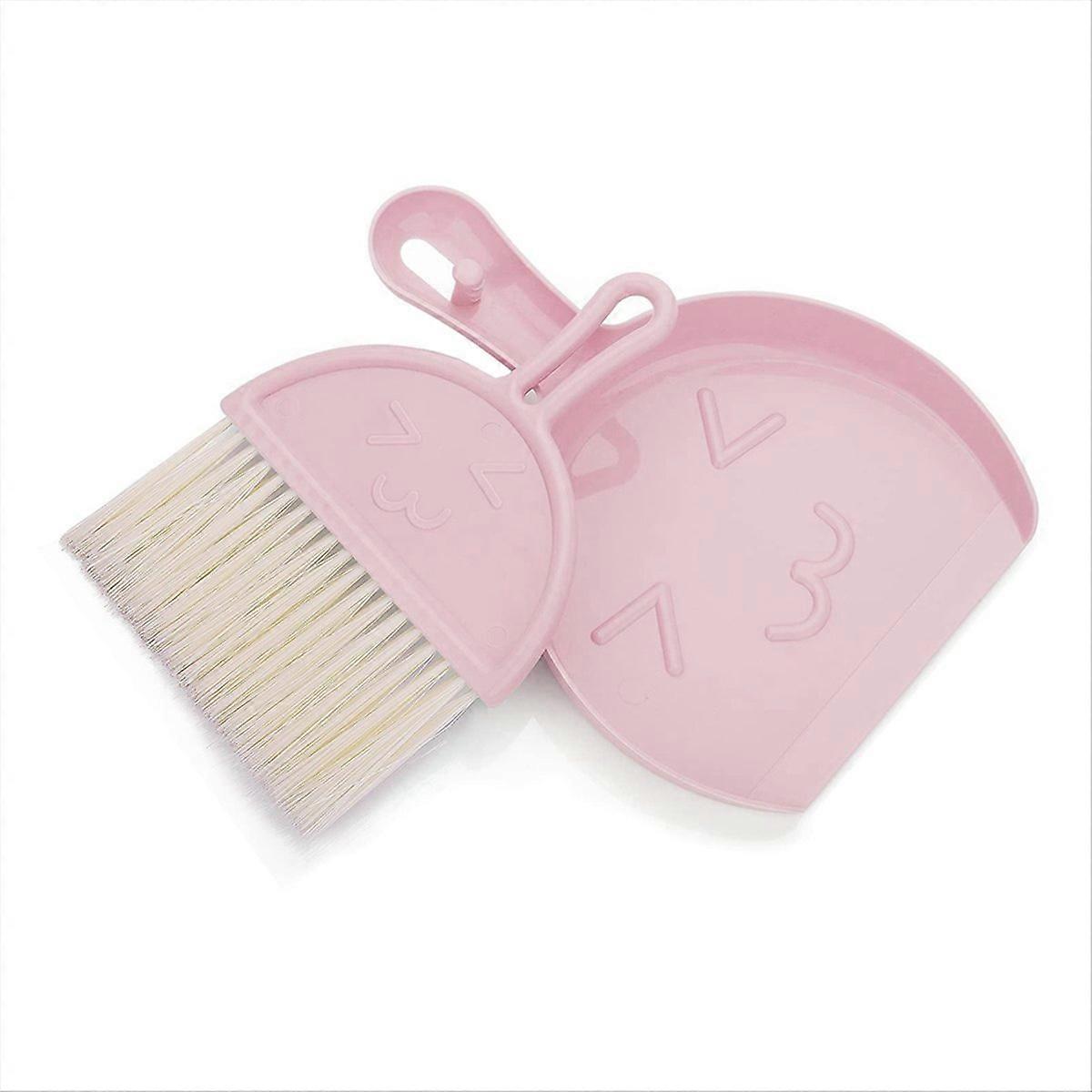 Mini Dustpan and Brush Set, Small Broom&Dustpan Cleaning Set (Pink)