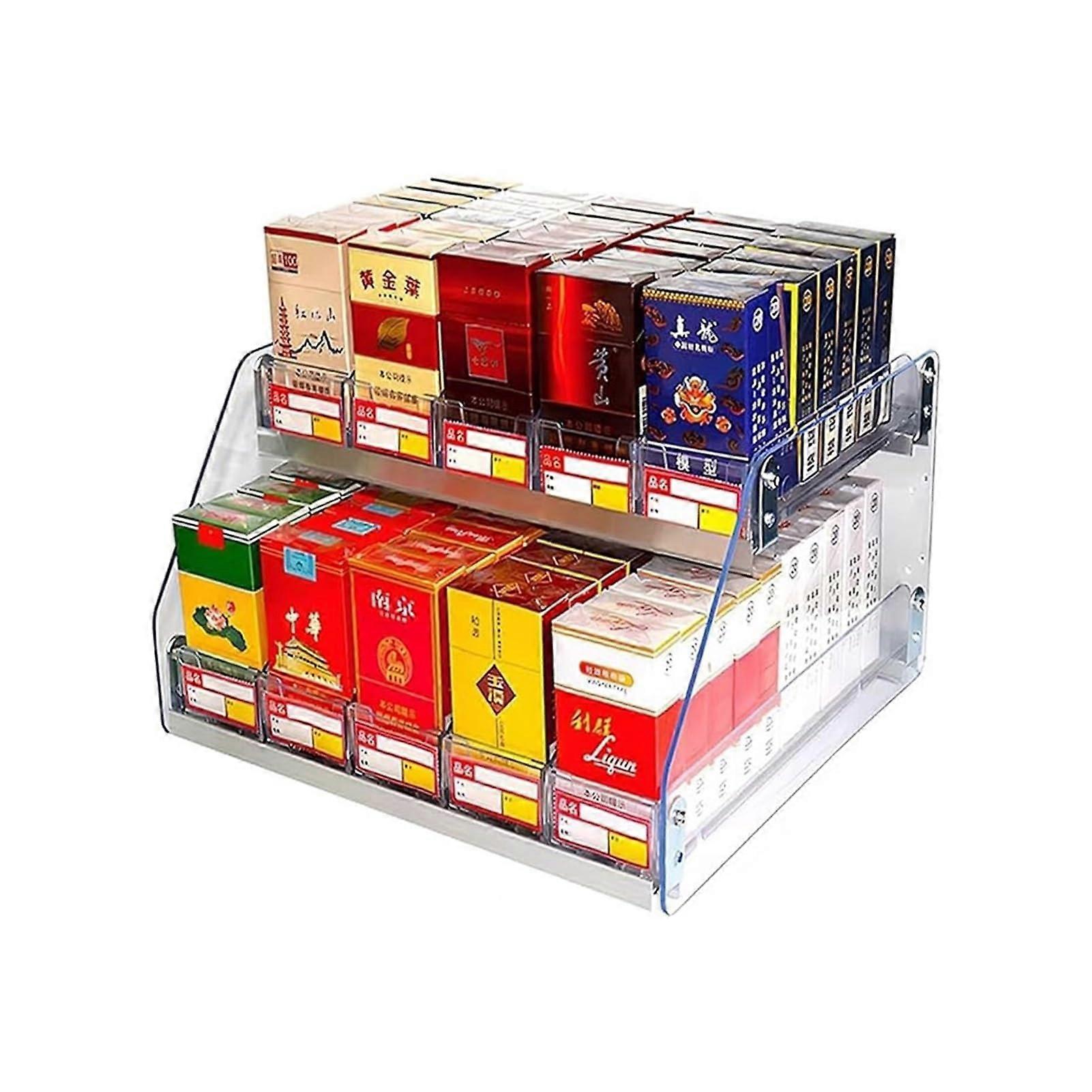 Clear Acrylic Cigarette Display Rack with Automatic Dispensing, 2 Layer 5 Column Organizer