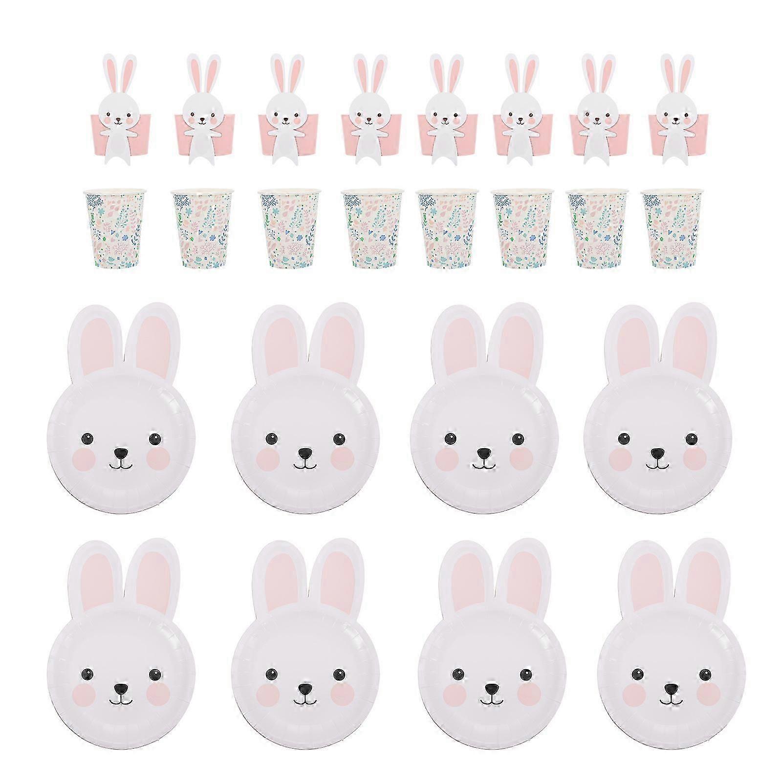 Easter Party Decorations Tableware Set 24Pcs Paper Material