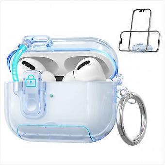Transparent blue TPU protective case compatible with AirPods Pro 3 with stand function  MC1