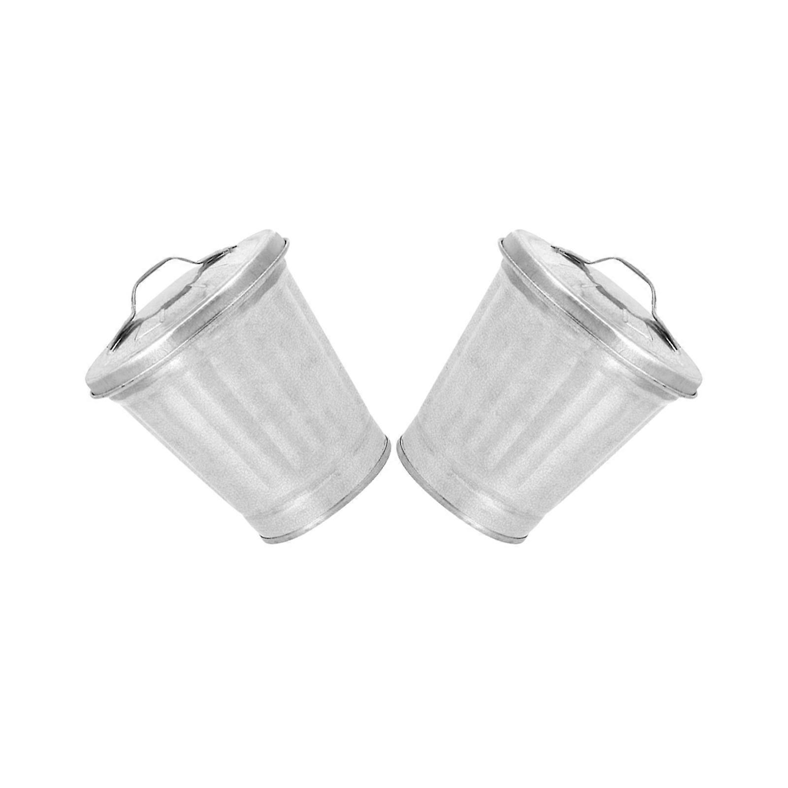 2pcs Small Trash Can Desktop Garbage Bin Multipurpose Storage Buckets Garbage Containers