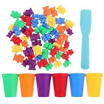 1 Conjunto Colorido Contagem Urso Blocos Matemática Ensino Auxiliares Ferramenta de Contagem para Crianças