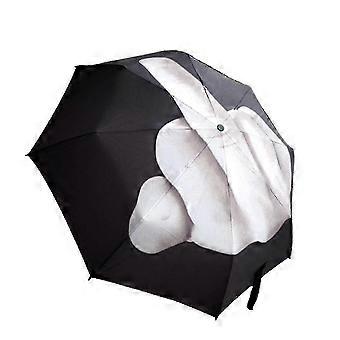Reverse Middle Finger Pattern Compact Umbrella, Automatic Open Wind-Resistant Black