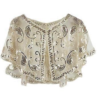 Sjaal in abrikooskleur met pailletten en kralen in jaren '20-stijl, ideaal als accessoire voor een cocktailparty voor meisjes.