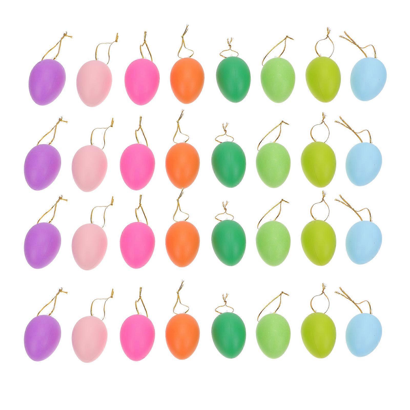 Assorted Color DIY Egg Pendant Plastic Easter Hanging Decor 32Pcs