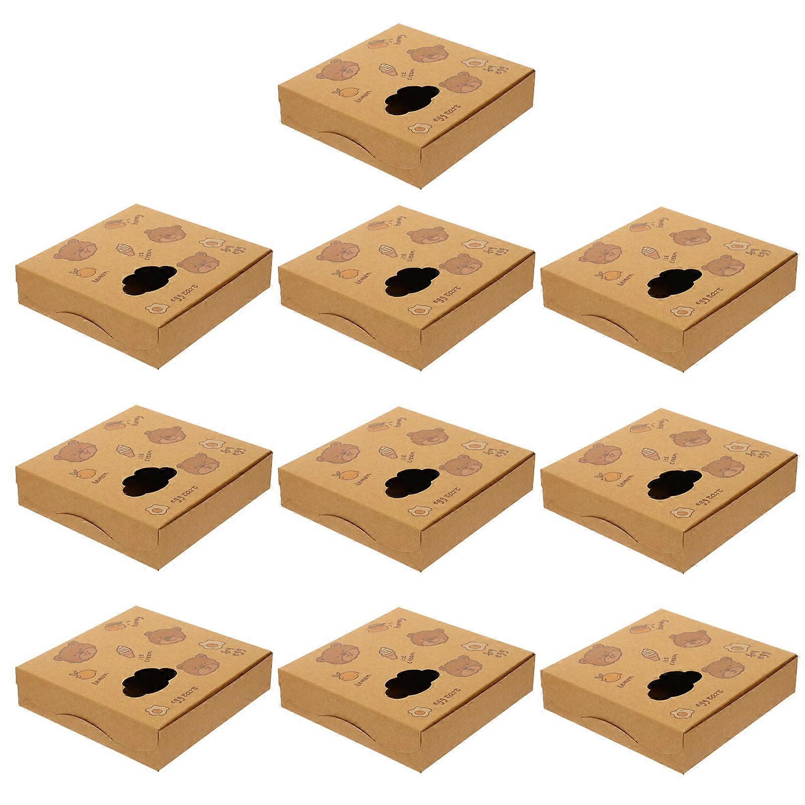 Egg Tart Boxes Kraft Paper Cookie Boxes for Storage Use 10Pcs
