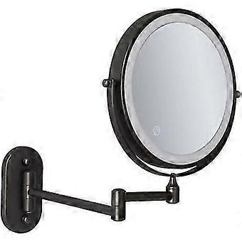 8" LED Magnifying Wall Mirror, USB Rechargeable with 1X/5X Magnification, Black