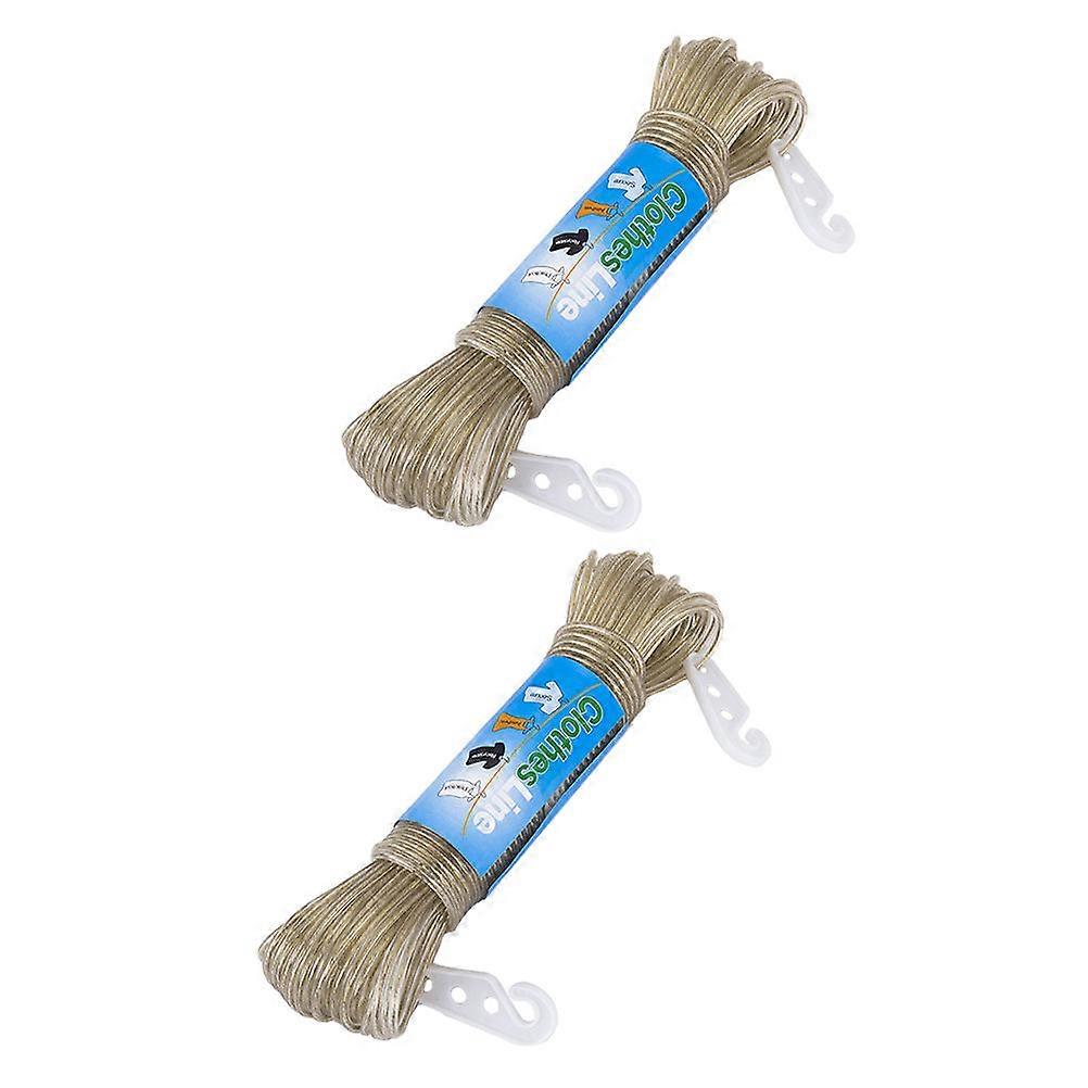 2PCS PVC Plastic Coating Clothesline Windproof Clothes Hanging Rope with Hook