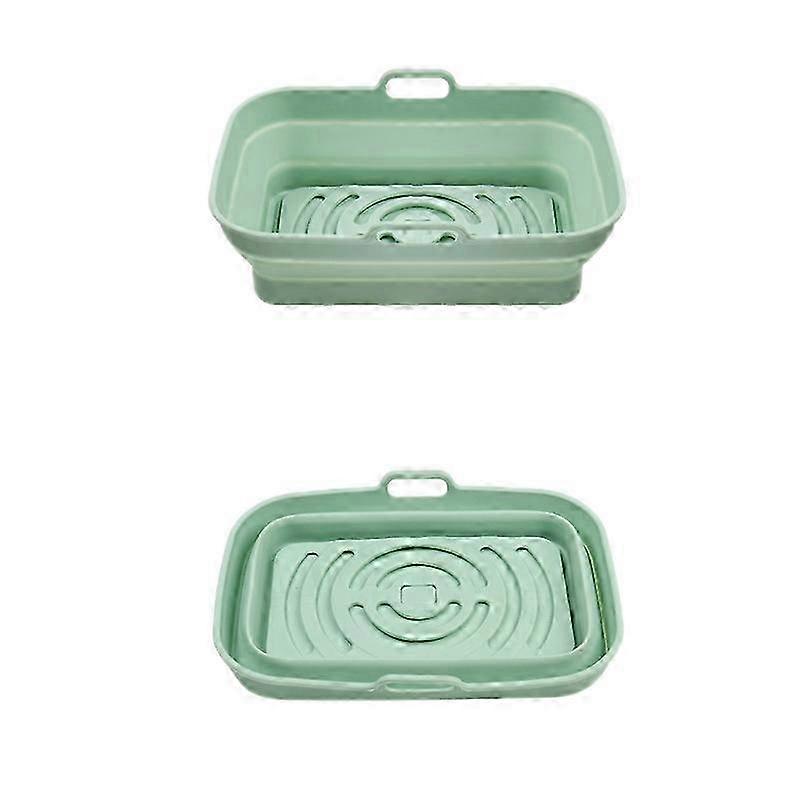 2pcs Air Fryer Mat Baking Tray, Specification: Rectangular Green
