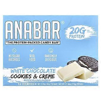 Anabar, proteiinipitoinen suklaapatukka®, valkosuklaakeksit ja kerma, 12 patukkaa, 65 g
