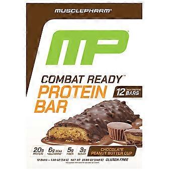 MusclePharm, Combat Ready™ -proteiinipatukka, suklaa-maapähkinävoi-kuppi, 12 patukkaa, 54 g/kpl