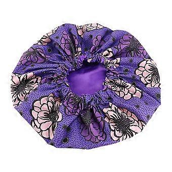 Bonnet Cap Floral Print African Style Satin Polyester Comfortable Hair Care Hat