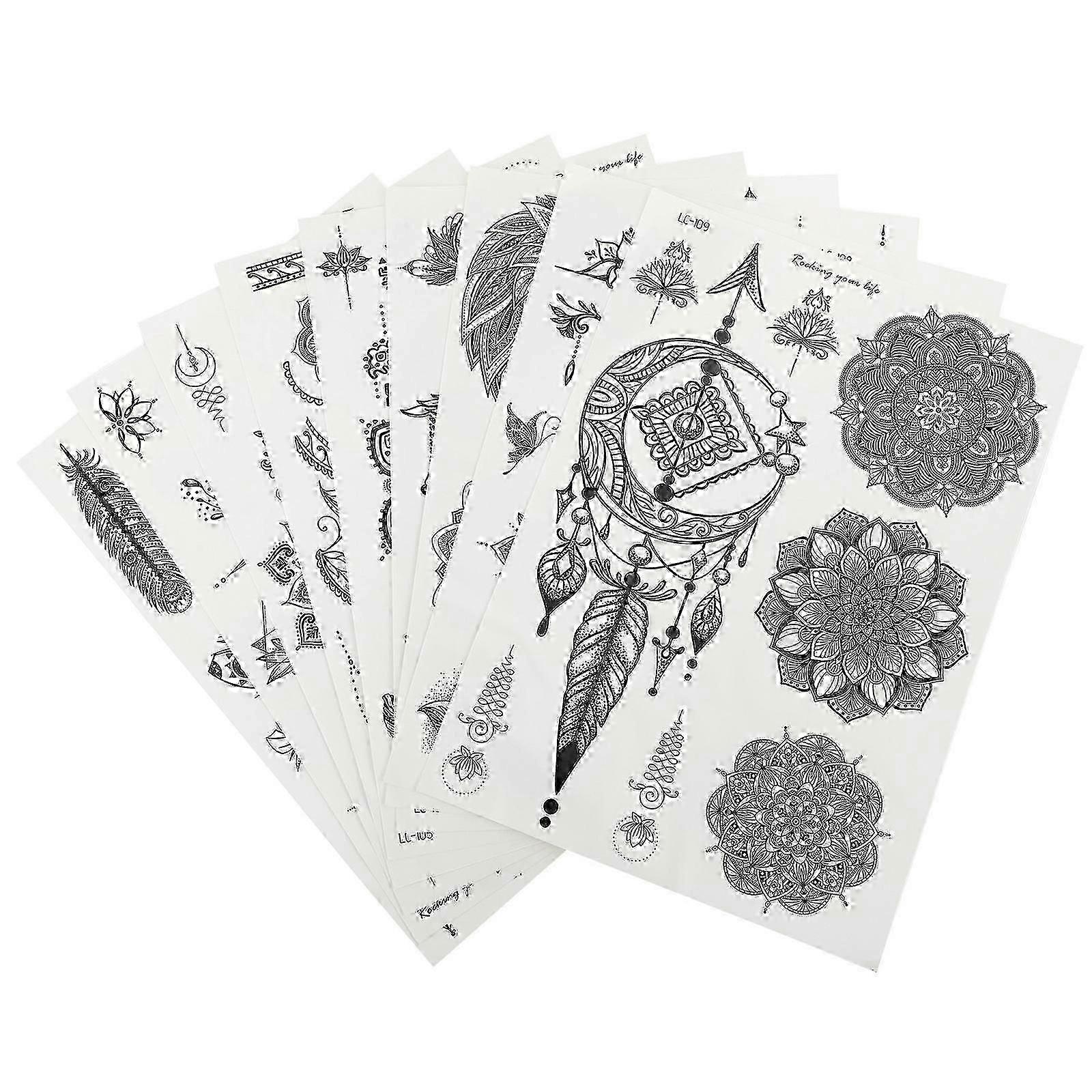Mehandi Design Sticker Temporary Waterproof Home Use 9Pcs