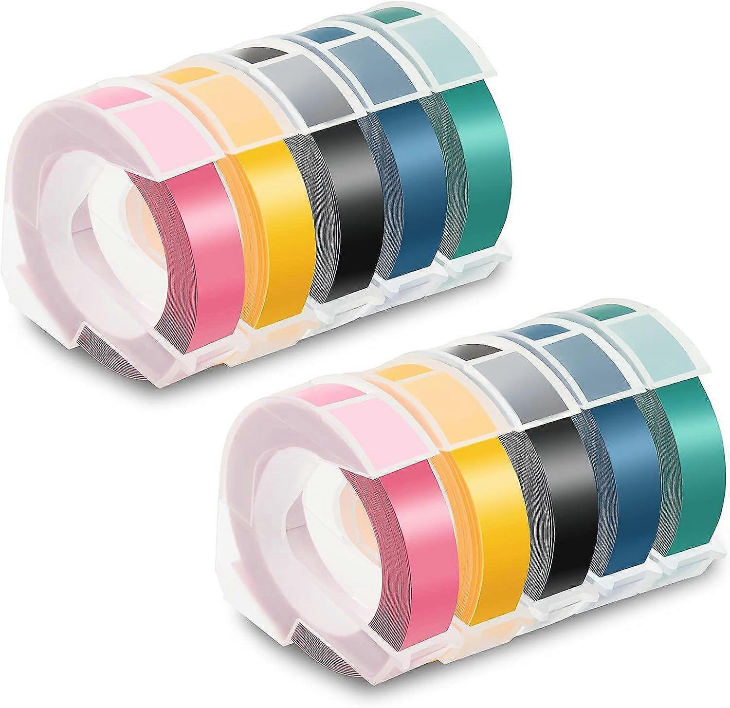 Replacement 3D Plastic 9Mm Embossing Tapes 3/8'' X 9.8' Compatible For Embossing Label Maker, 10-Pack