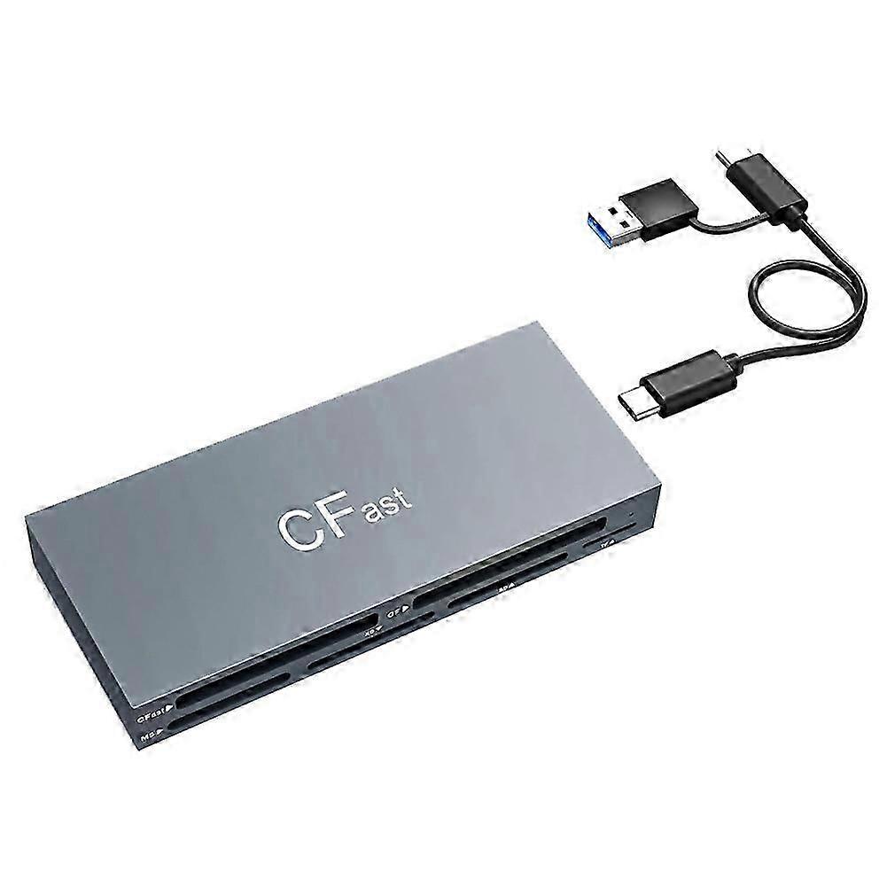 6 in 1 CFast Card Reader Read Simultaneously USB C CFast 2.0 Card Reader USB Card Reader compatible CFast/CF/MS/SD/TF/XD Card