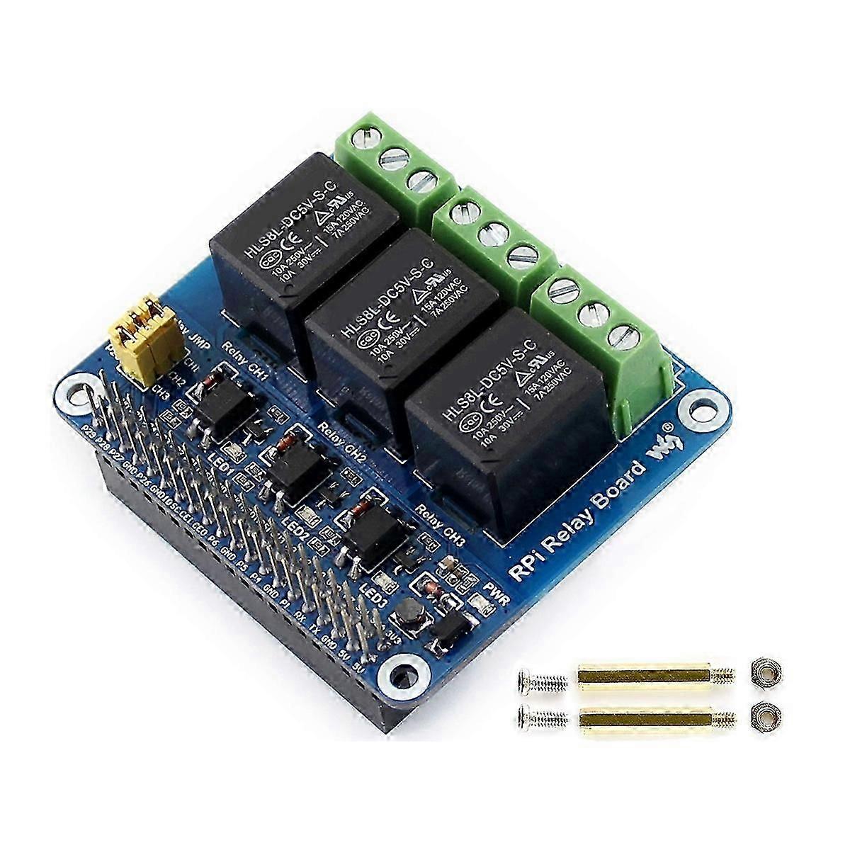 Waveshare 5V 3-Channel Relay Module for RPI Raspberry Pi Zero 2 W WH