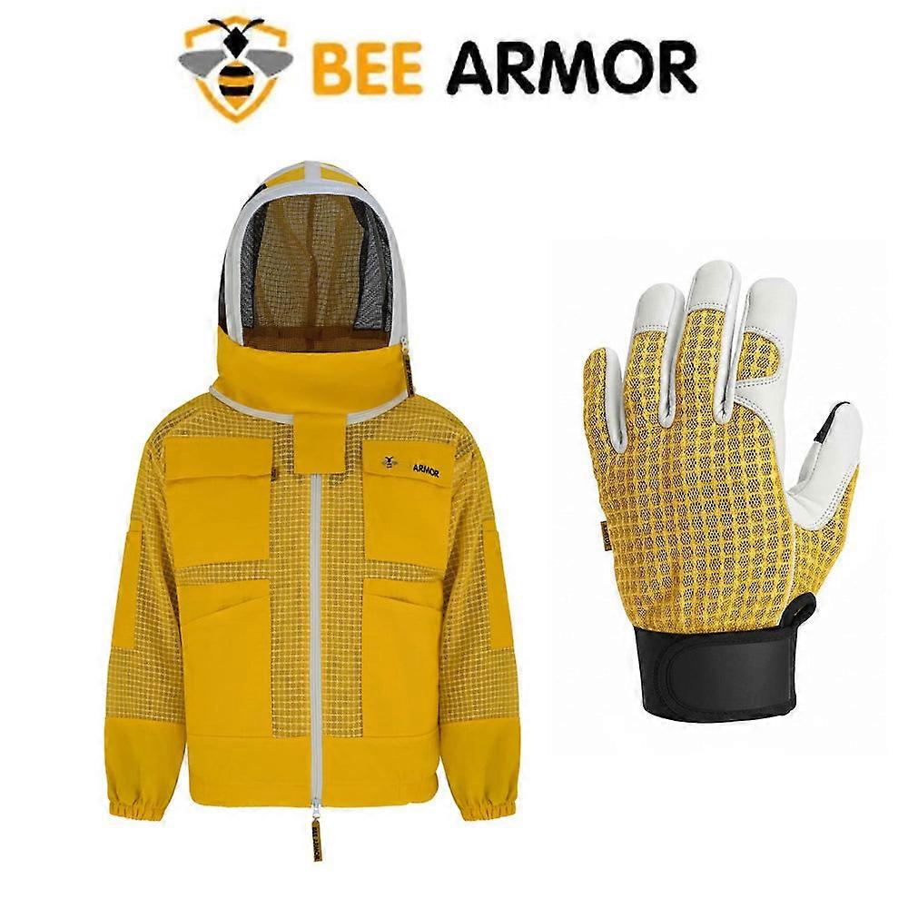 Bee Keeping 3-layer Jacket  In Yellow Color  With  Free Gloves (bee Armor)