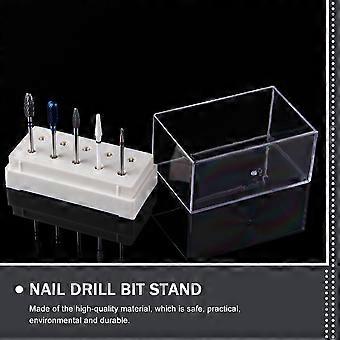 Nail Drill Bits Holder White Storage Box for 1Pcs with 10 Holes
