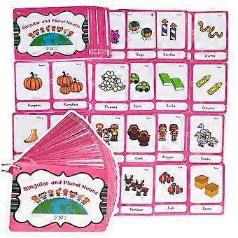 Preschool English Flash Cards, Illustrated Grammar Cards English Vocabulary Picture Cards for Kindergarten Class Review Time Daily Multicolor