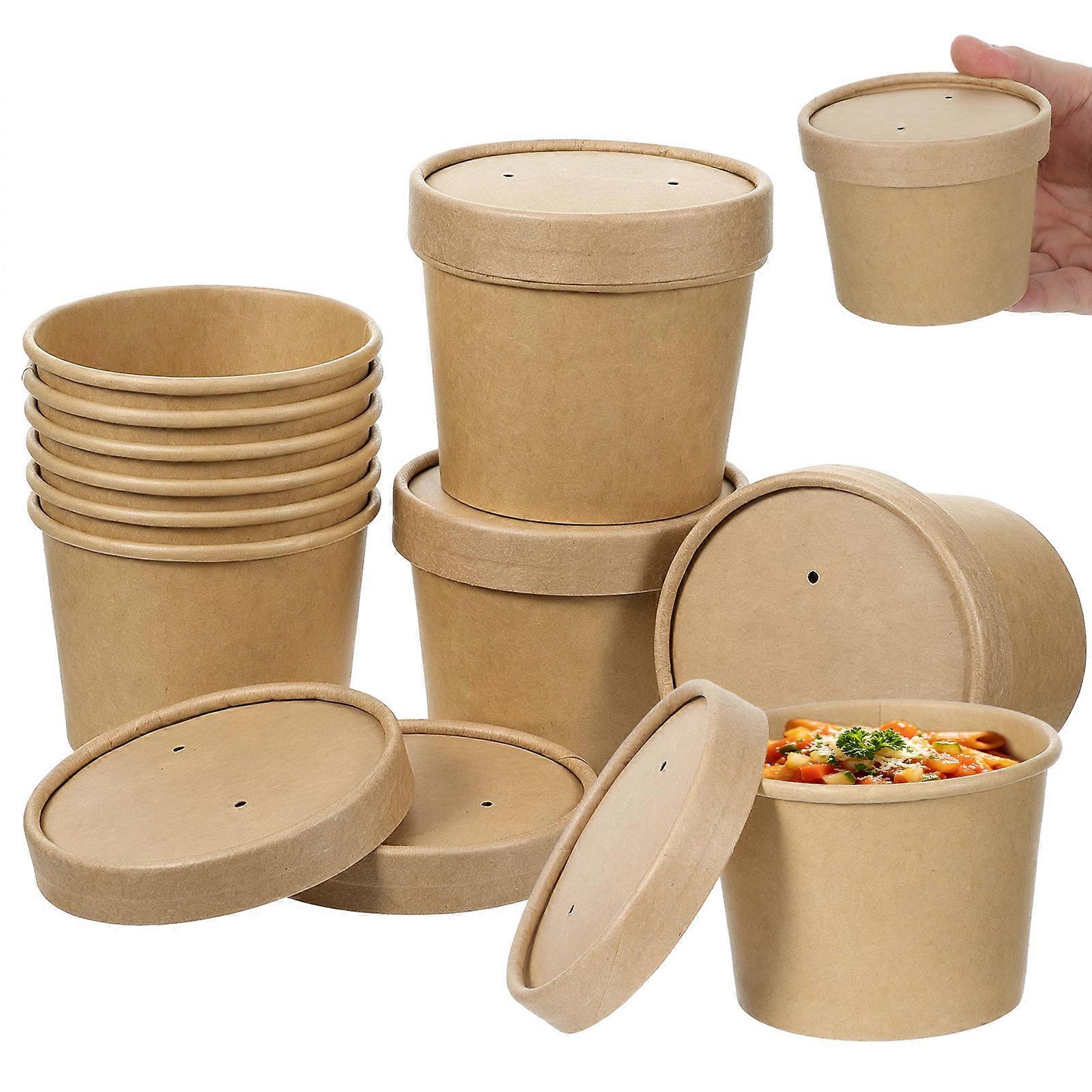 10 Sätze Eiscreme-Pappbecher Einweg-Dessert-Server-Pudding-Verpackungsbecher