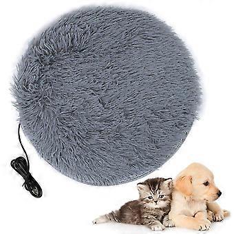 Couverture chauffante lectrique en peluche quatre saisons avec interface de chargement USB pour petits chiens et chats, gris argent