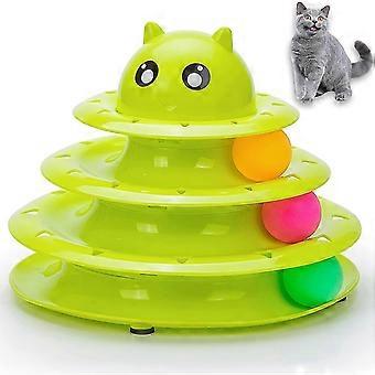 Pet Interactive Fun Roller Exerciser 3 Niveau Cat Teaser Ball(Vert)