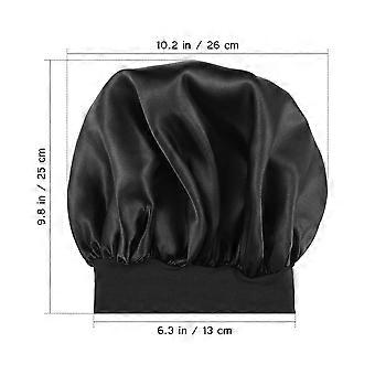 SUPVOX Wide Side Sleeping Hat High Resilience Long Hair Bonnet Sleeping Women Men Unisex (Black, 56-58cm)
