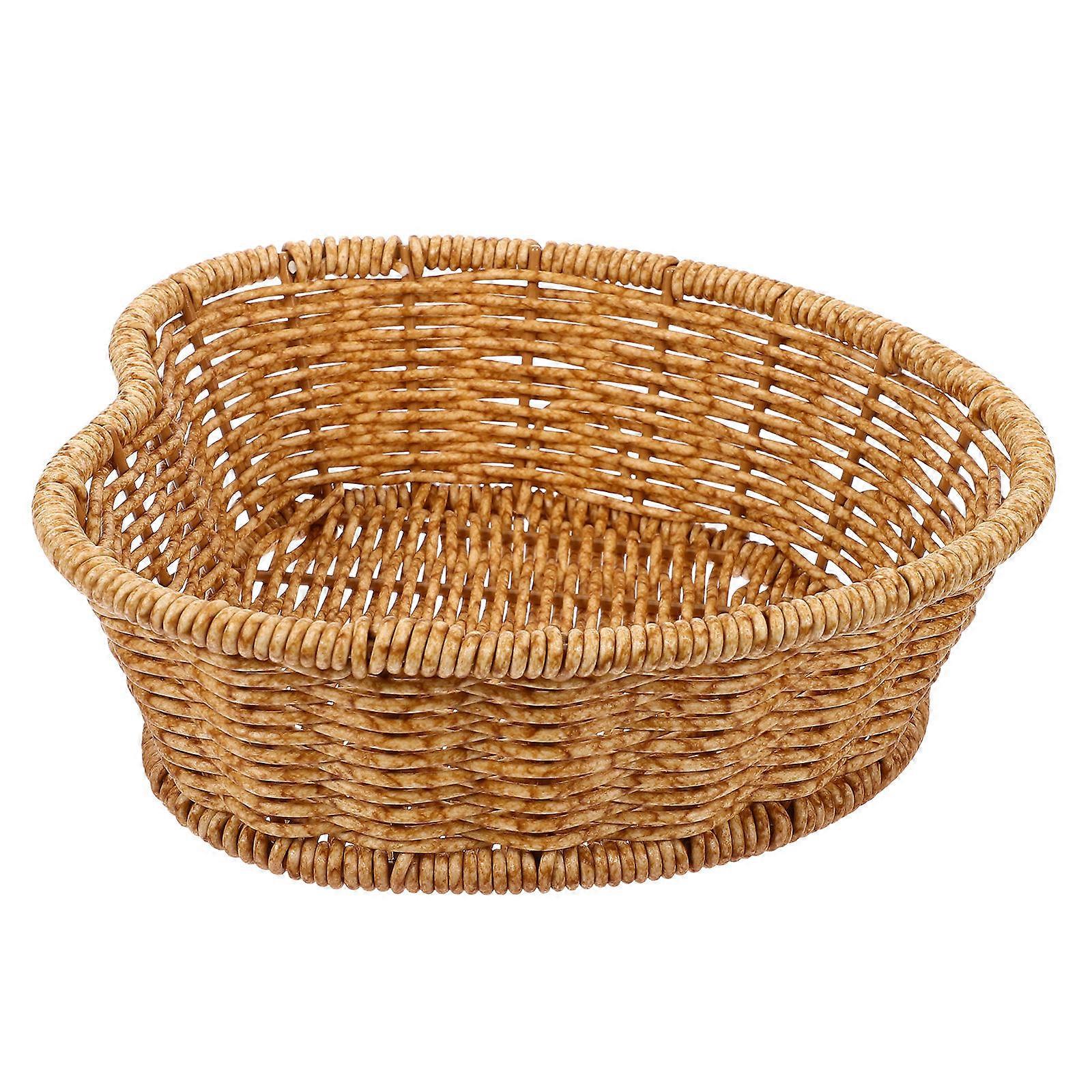 Light Brown Storage Basket for Bread Holding 2Pcs Weaving Storage Basket