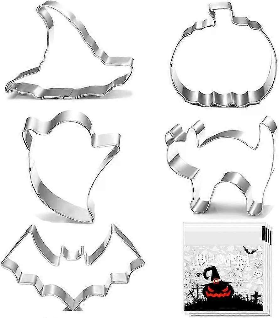 5 Pieces Large Halloween Cookie Cutters Set Pumpkin Bat Ghost