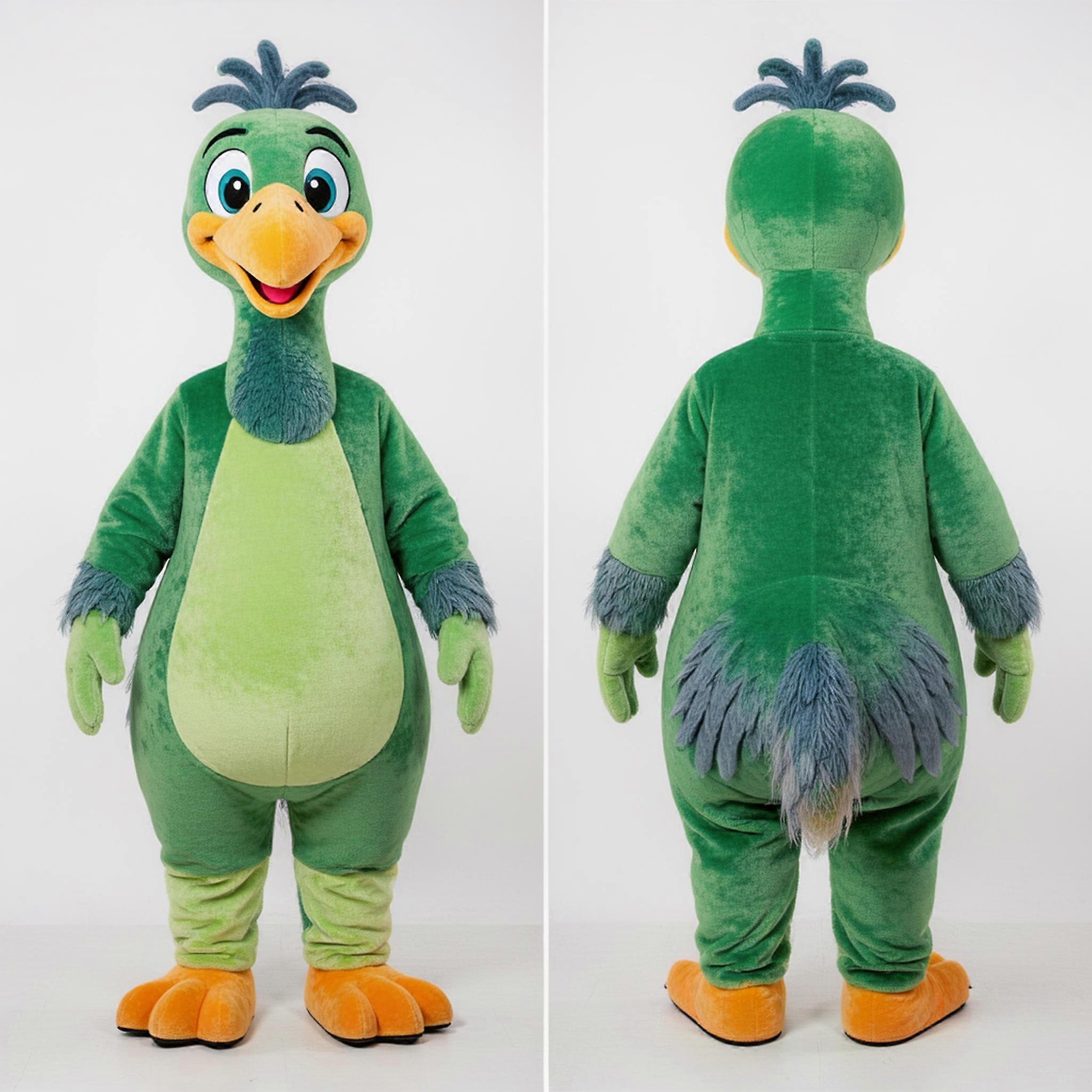 MASTICOT Emerald Green Playful Emu Mascot