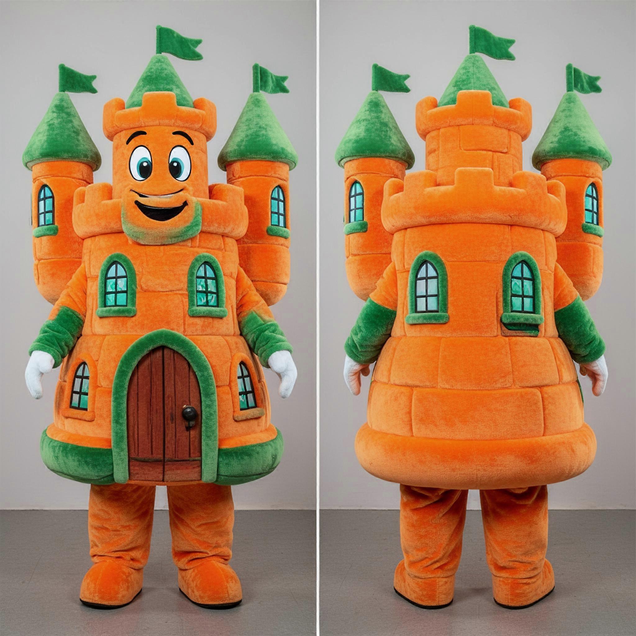 MASTICOT Rust Orange Towering Irish Castle Mascot