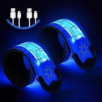 2 unidades de braçadeiras de LED recarregáveis ​​via USB, braçadeiras de corrida com LED refletivo, faixa ajustável com luzes piscantes, pulseira de segurança com LED, pulseira esportiva com luzes.