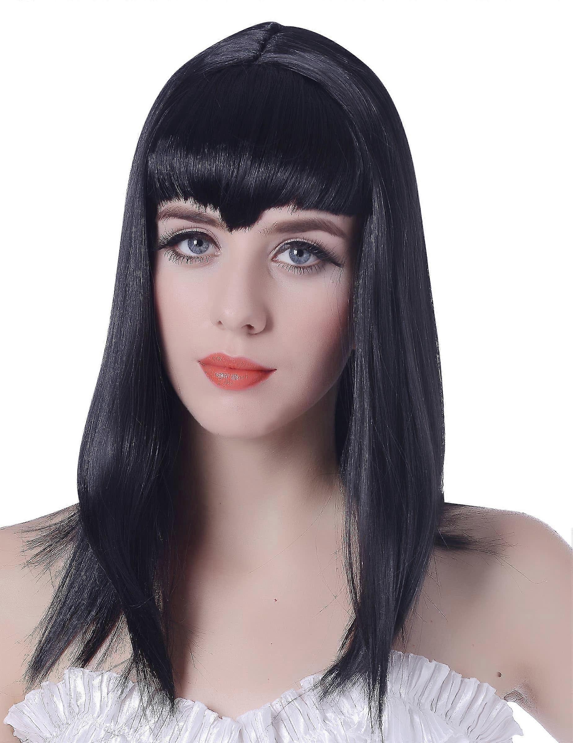 Black vampire wig with bangs compatible with women