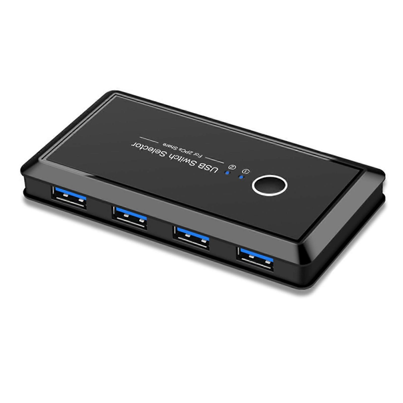 USB 3.0 Sharing Switch for 2 Computers 4 Devices, Speed Dual Computer Selector for Printer Scanner Keyboard