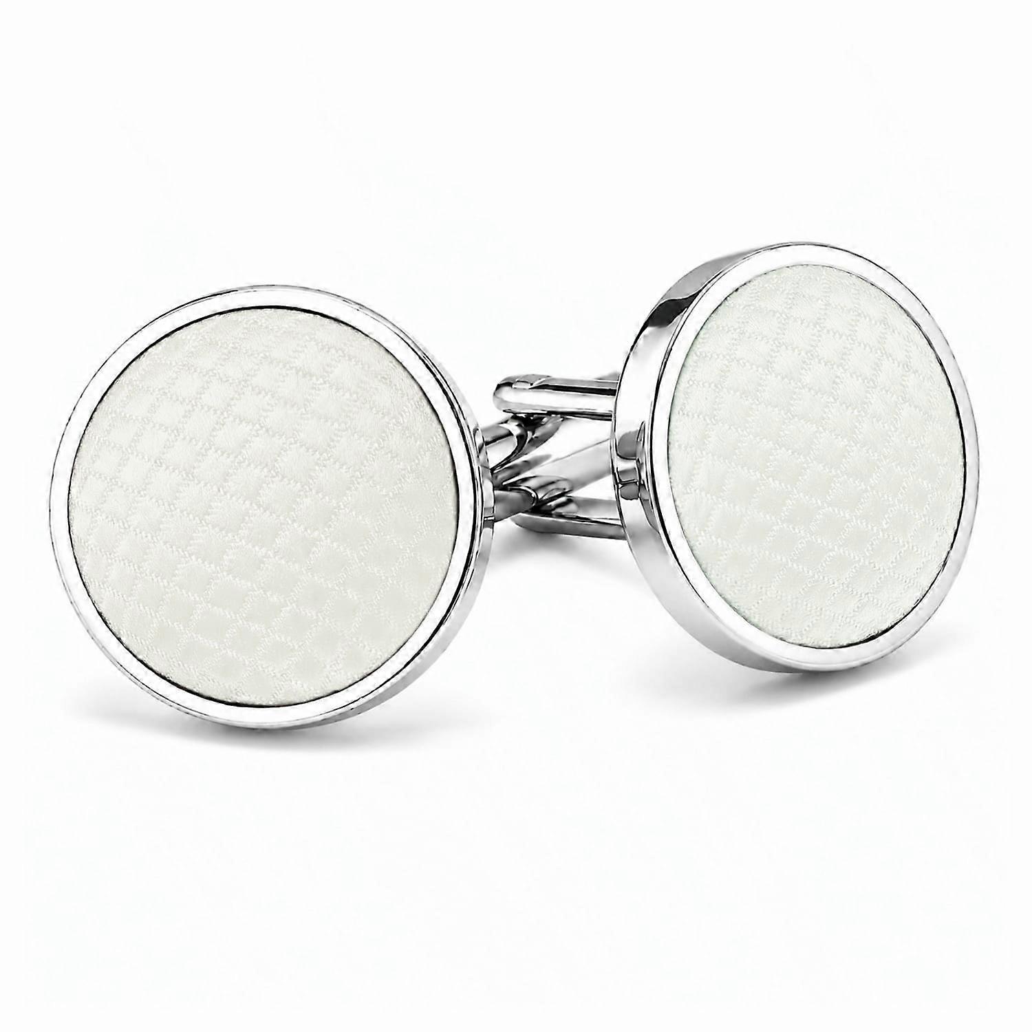 White Solid Check Cufflinks