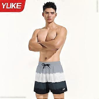Mens Quick-Dry Double-Layer Swim Trunks Swimming Beach Water Sports Surfing Diving