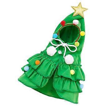 Christmas Dog Cloak, Pet Christmas Tree Costume, Cute Holiday Apparel Outfit for Cats and Small Dogs