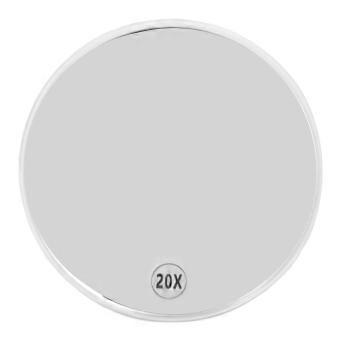 20X Magnifying Mirror with 3 Suction Cups Space Saving Portable Round Strong Suction Makeup Mirror for Bathroom White-bj