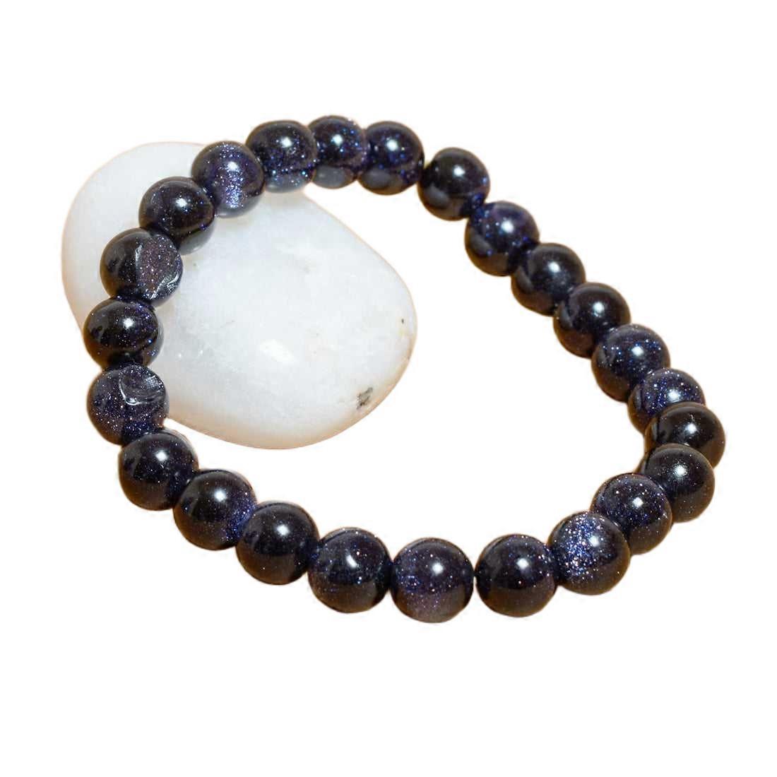 Blue Goldstone Beads Bracelet 8mm
